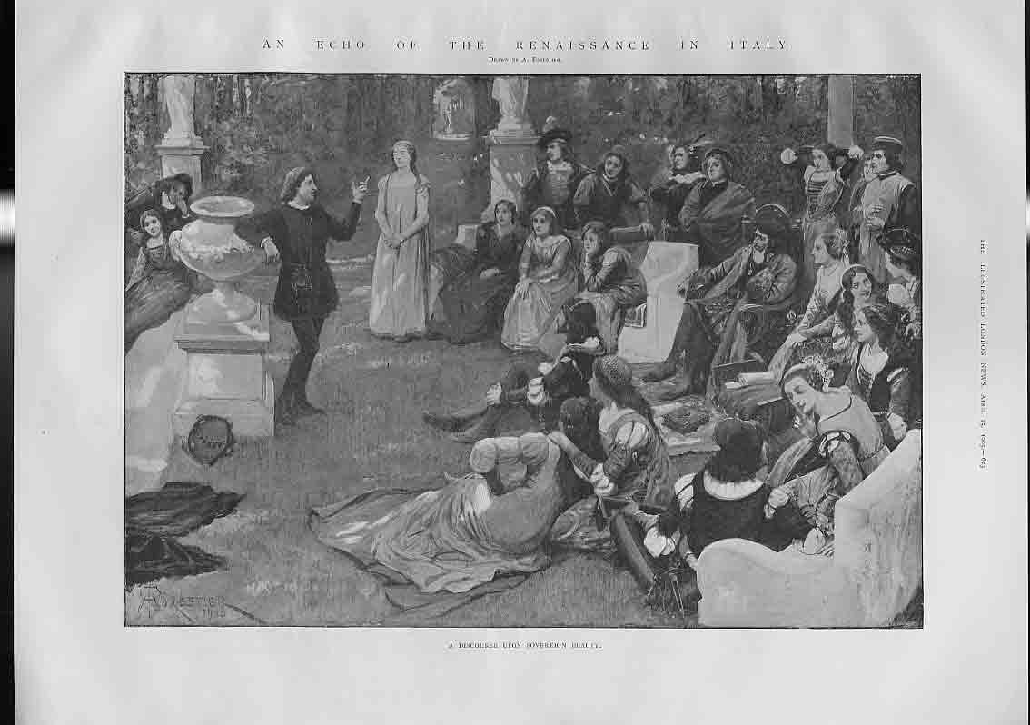 Original Old Antique Print An Echo Renaissance In Itally 1903 20th Century