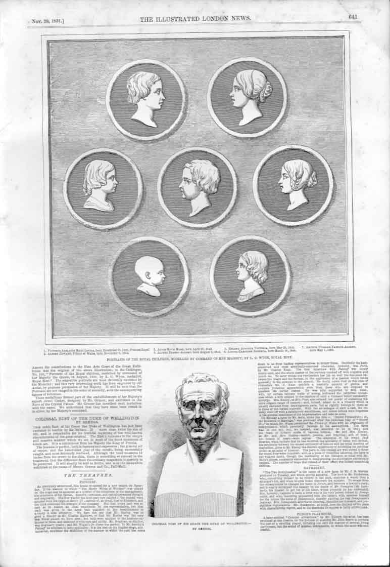 Original Old Antique Print Portraits Royal Children By The Mint 1851 Victorian