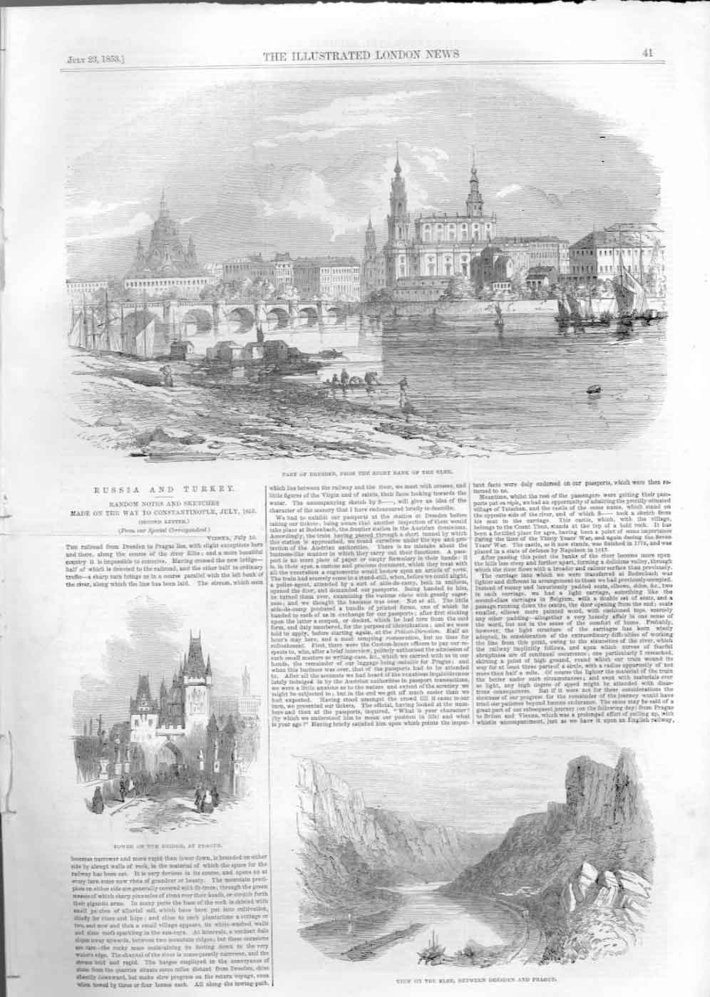 Original Old Antique Print Sketches Russia & TurkeyEngravings 185