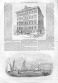 Original Old Antique Print Unity Fire Insurance Birmingham Dublin Bay Regatta