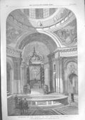 Original Old Antique Print Interior Church Invalides Paris 1853 19th