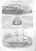 Original Old Antique Print Admitralty St Petersburg The Gauntlet Ship 1853