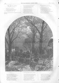 Original Old Antique Print The Village Waits By Birket Foster 1853Victorian
