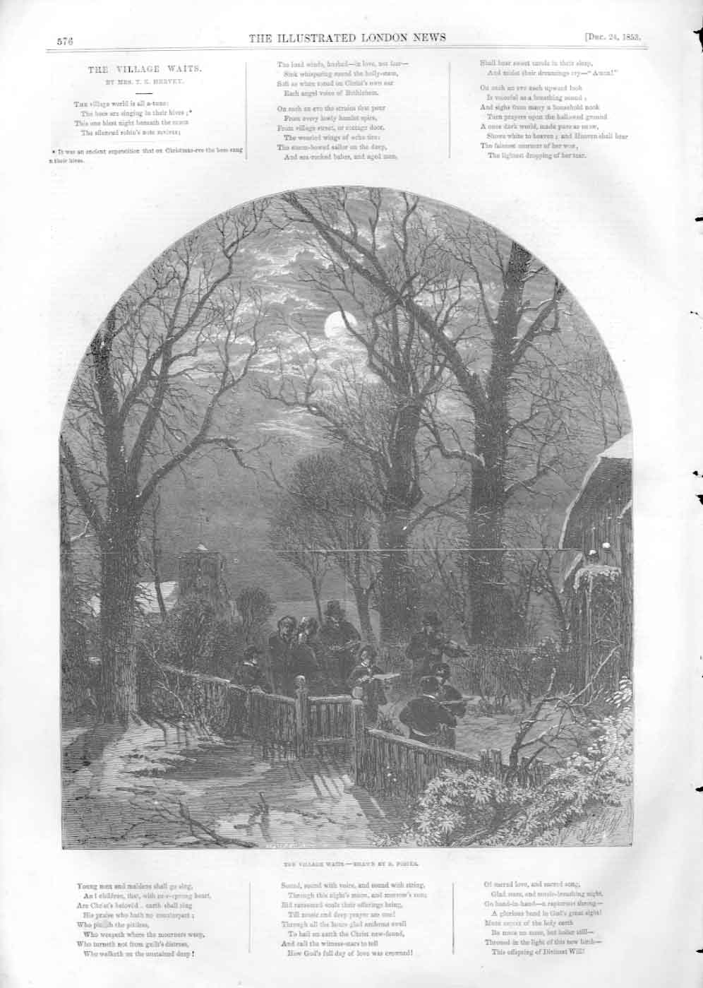 Original Old Antique Print The Village Waits By Birket Foster 1853Victorian