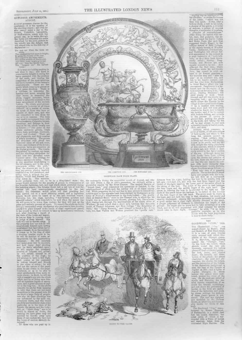 Original Old Antique Print The Goodwood Race Cup 1859 19th Century
