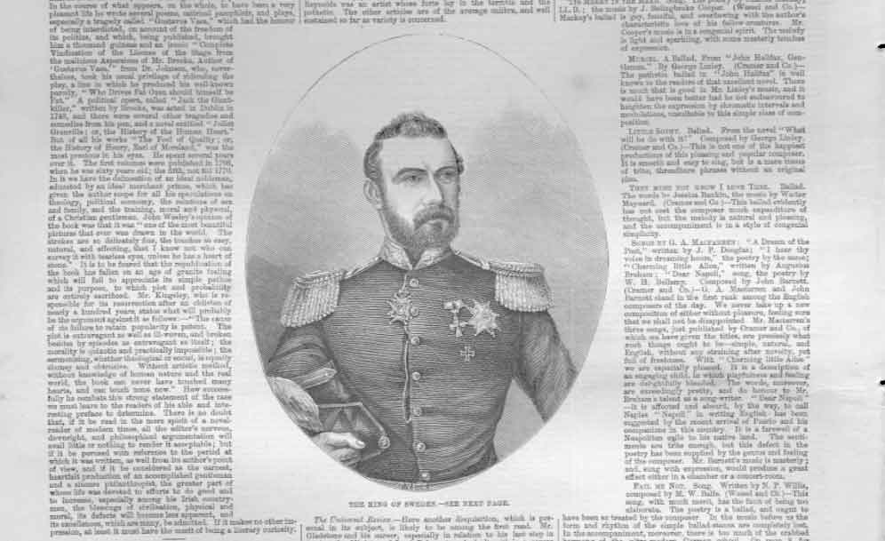 Original Old Antique Print Portrait 1859 The King Sweden 19th
