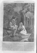 Original Old Antique Print Romance In Wood 1859 Fine Art A 19th