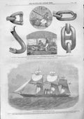 Original Old Antique Print Testing Chain New Screw Steam Ship Thunder 1859 19th