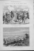 Original Old Antique Print Sistova On Danube Camp Near Giurgevo