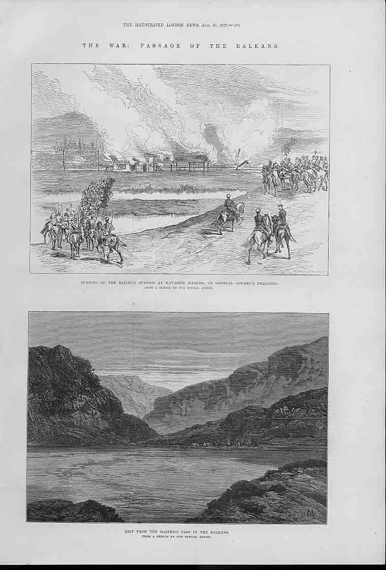 Original Old Antique Print Railway Station Kayadzik Haskioi Exit Hainkioi Pass A