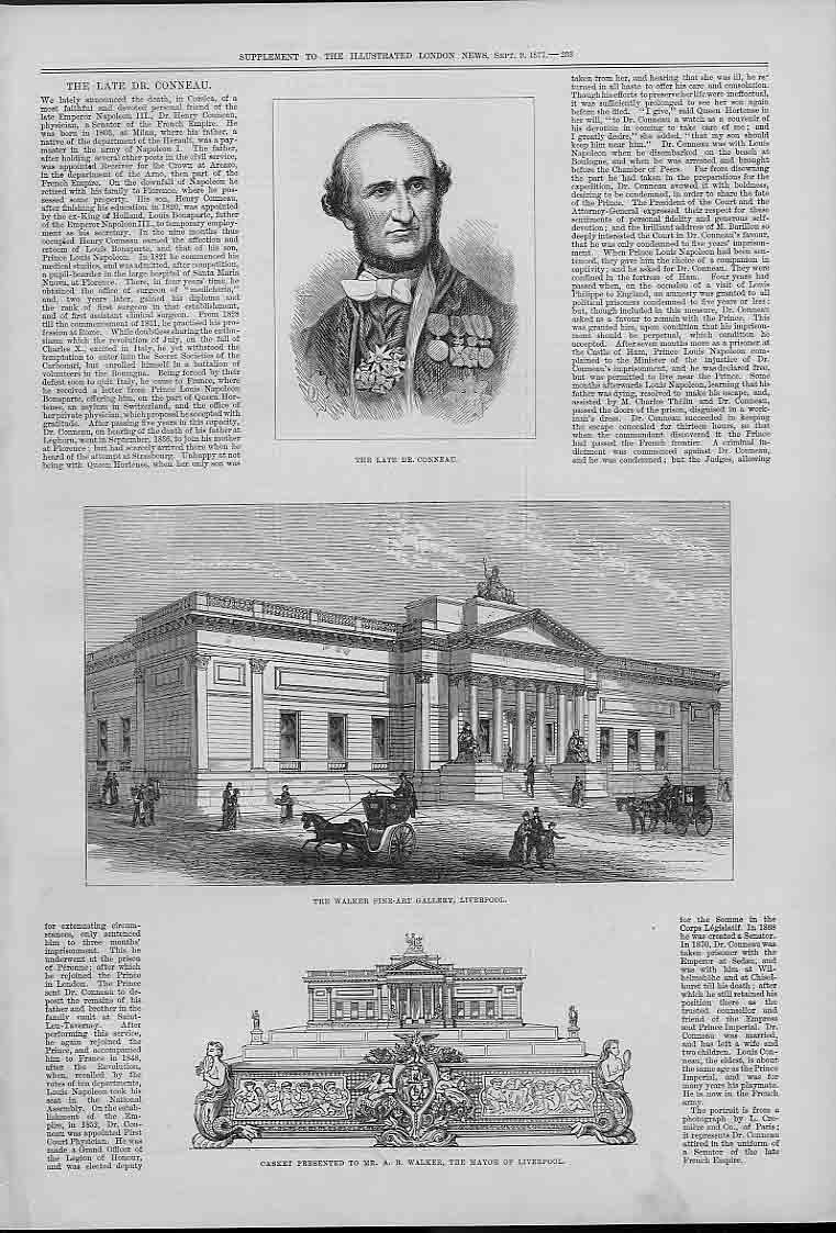 Original Old Antique Print The Walker Fine Art Galklery Liverpool 18 A 19th