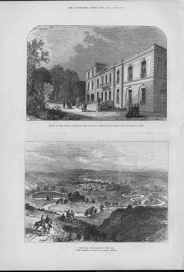 Old Antique Print Thiers Home Place St Georges Paris & Valley Lom 1877 A 19th