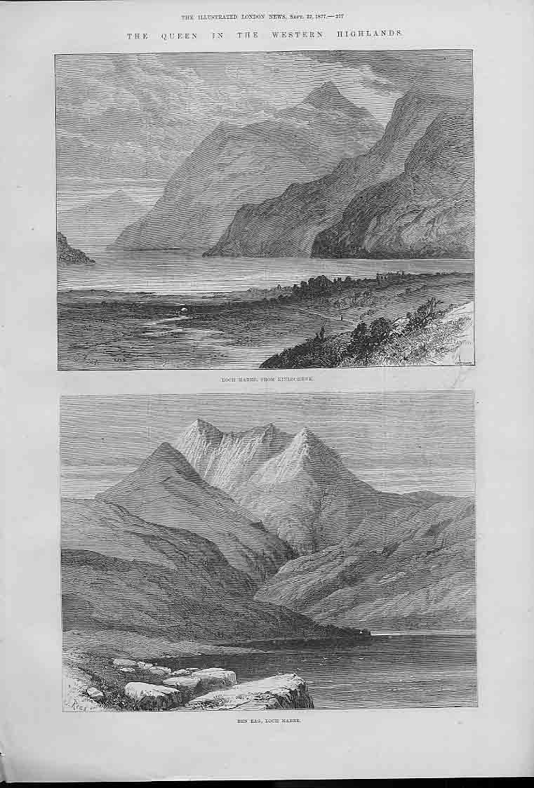 Original Old Antique PrintViews Loch Maree Scotland 1877 A