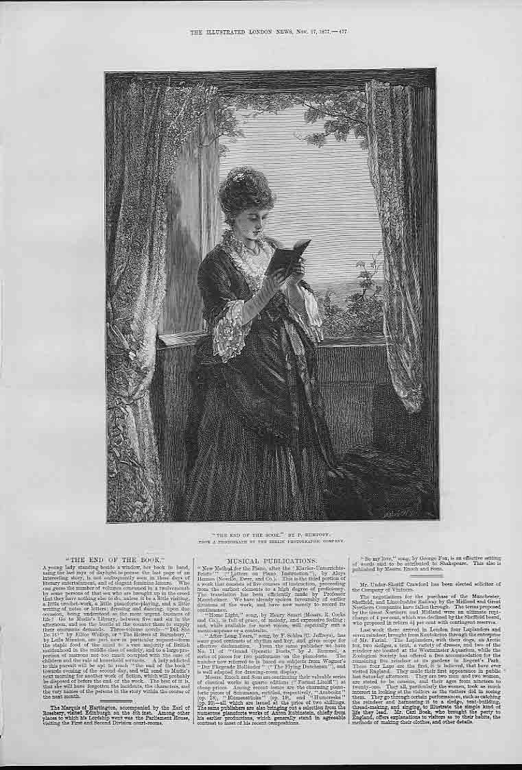 Original Old Antique Print End The Book By Rumpoff Fine Art 1877 A Victorian