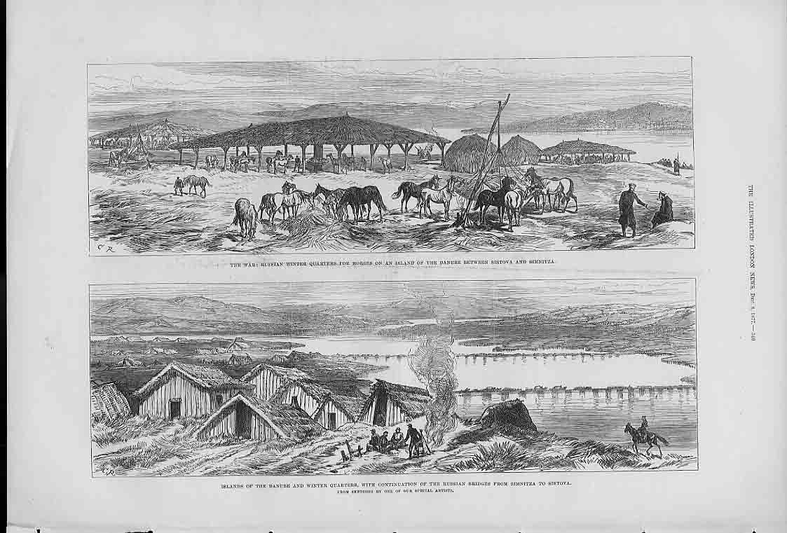 Original Old Antique Print Islands On The Danube Bulgaria 1877 19th