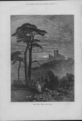 Original Old Antique Print Where He Fell Fine Art By Jackson 1877Victorian