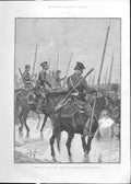 Original Old Antique Print Armies The Continent Cossacks On Guard 1888 19th