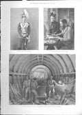 Old Antique Print Tunnelling Under Thames London Southwalk Railway 1888 A 19th