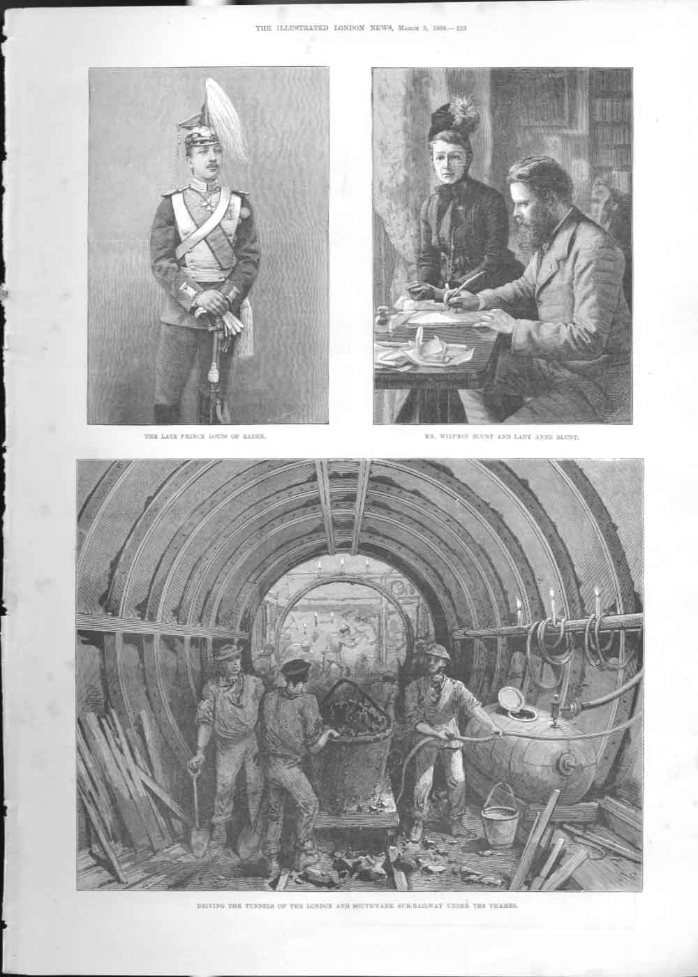 Old Antique Print Tunnelling Under Thames London Southwalk Railway 1888 A 19th