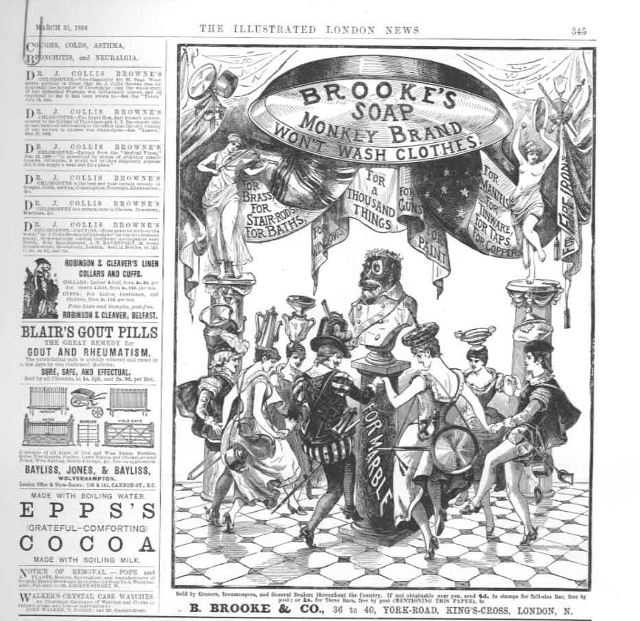 Original Old Antique Print Brookes Monkey Brand Soap For A 1000 Things