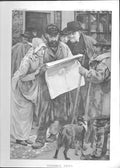 Original Old Antique Print Terrible News By King Art 1888 19th