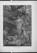 Original Old Antique Print Lions In Enchanted Forest By Jones 1891 0 Victorian