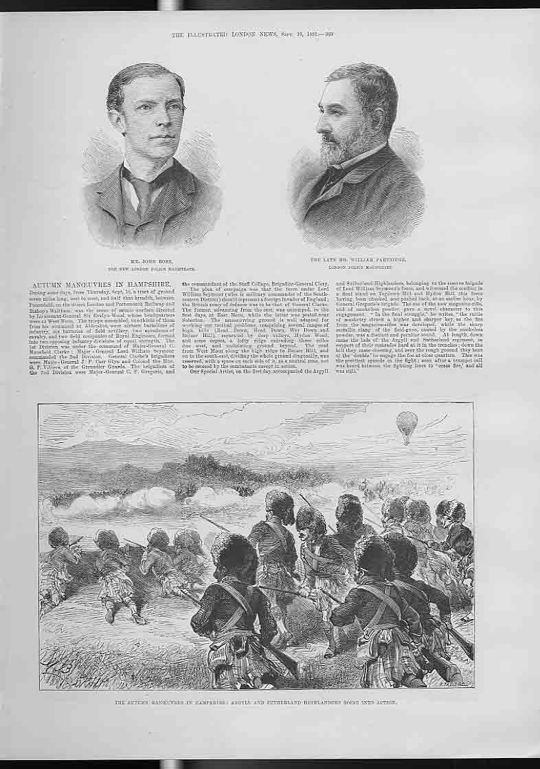 Old Antique Print Argyll & Sutherland Highlanders Into Action 1891 Ham A 19th