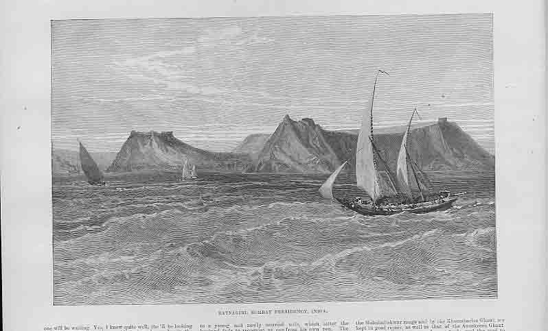 Original Old Antique Print Ratnagiri Bombay India 1891 A 19th Century