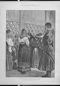 Original Old Antique Print Prison Life Serbia Women Visitors 1891Victorian