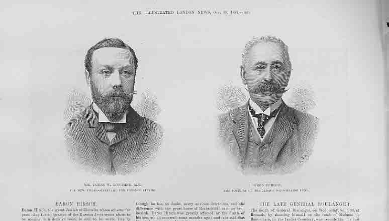 Original Old Antique Print Portraits James W Lowther & Baron Hirsch