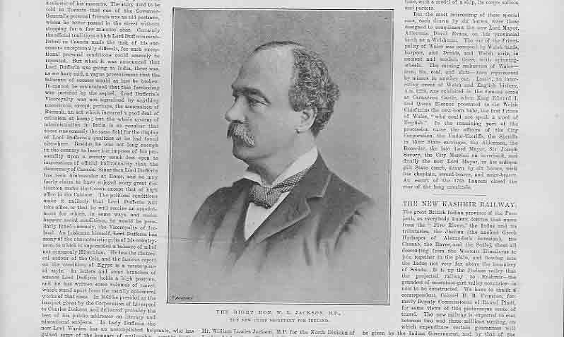 Original Old Antique Print W L Jackson Portrait 1891 19th Century