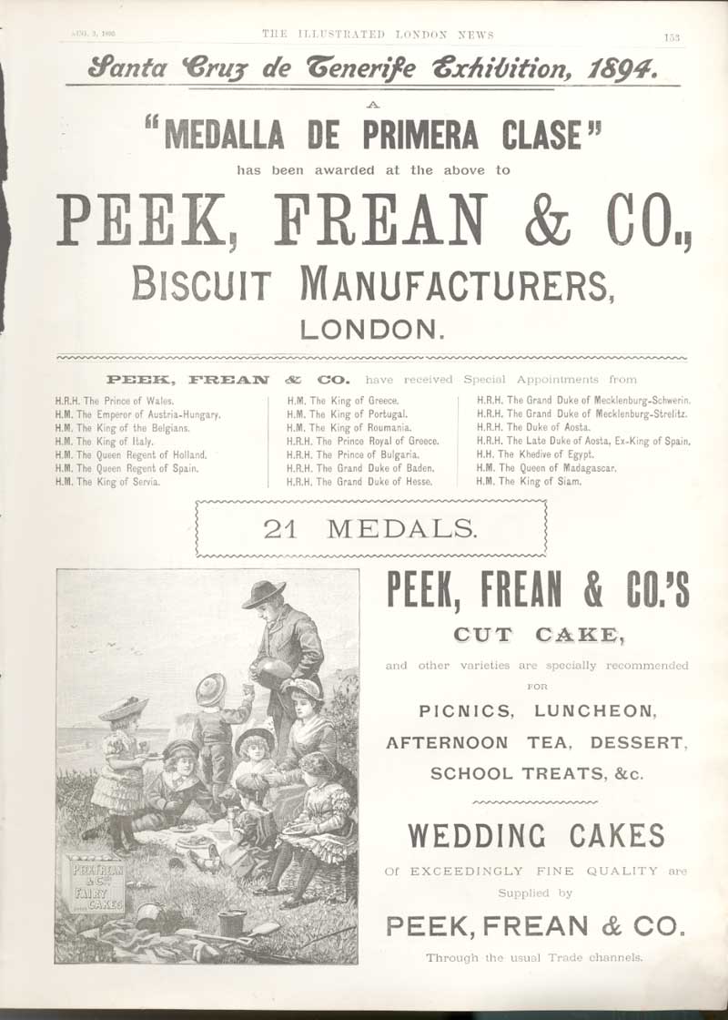 Original Old Antique Print Advert Peak Frean Fairy Cakes For Picnic