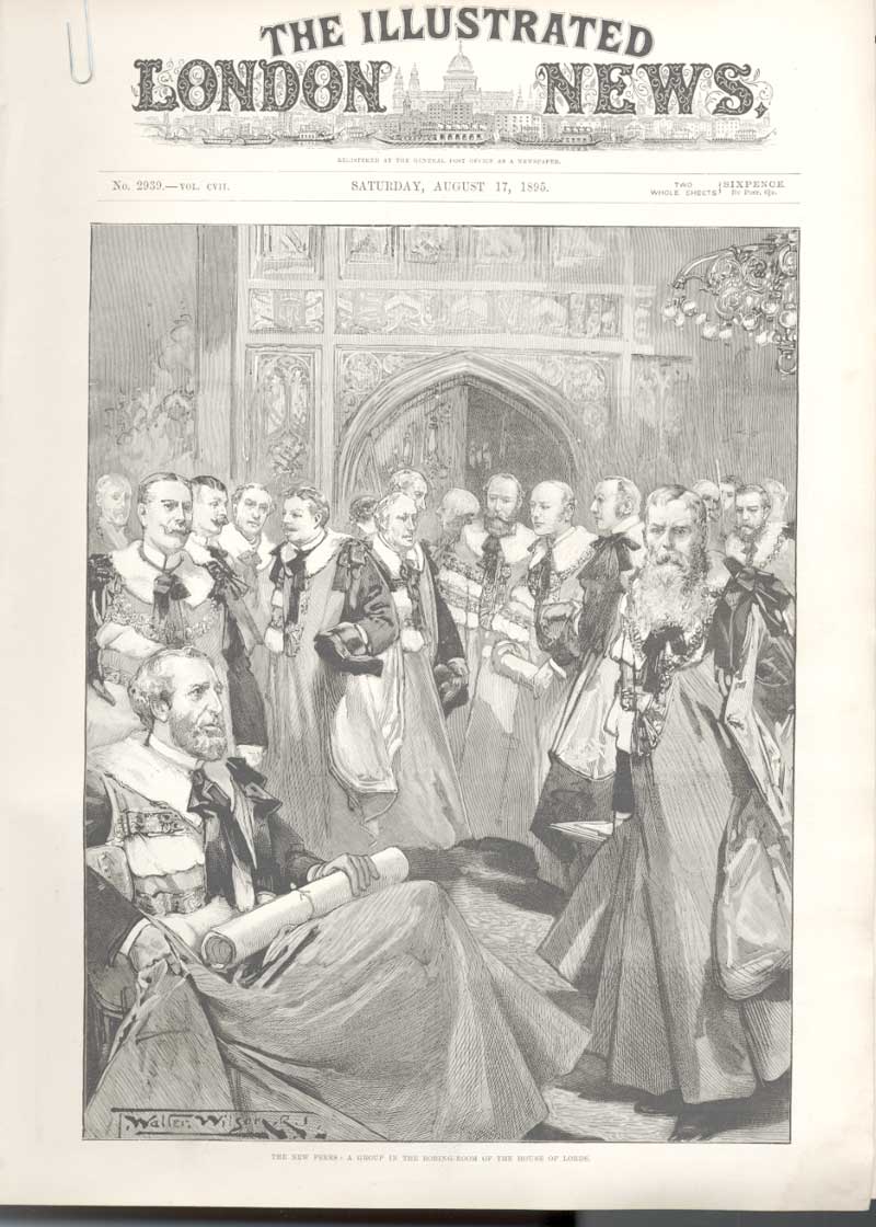 Old Antique Print Peers In Robing Room House Lords Political Crisis 1895 19th