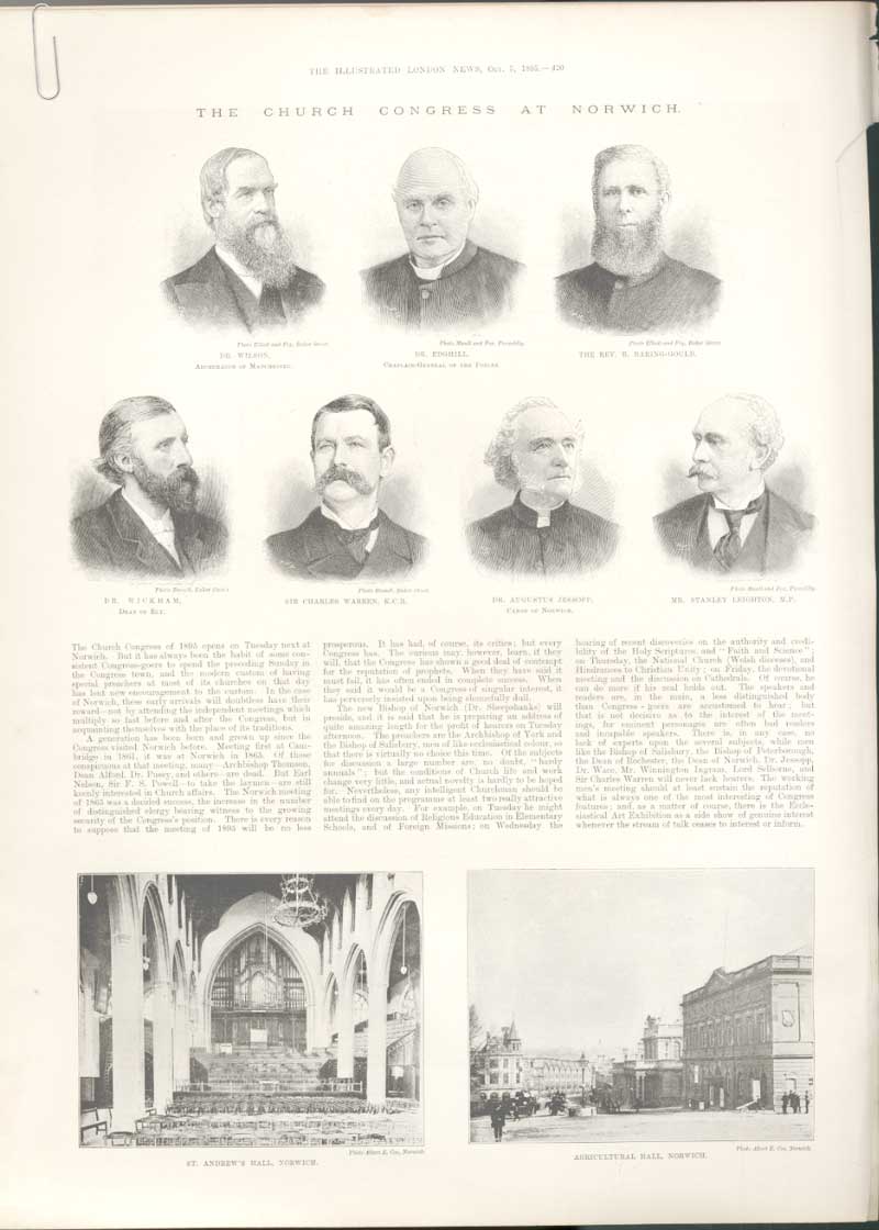 Original Old Antique Print The Church Congress Norwich 1895 19th
