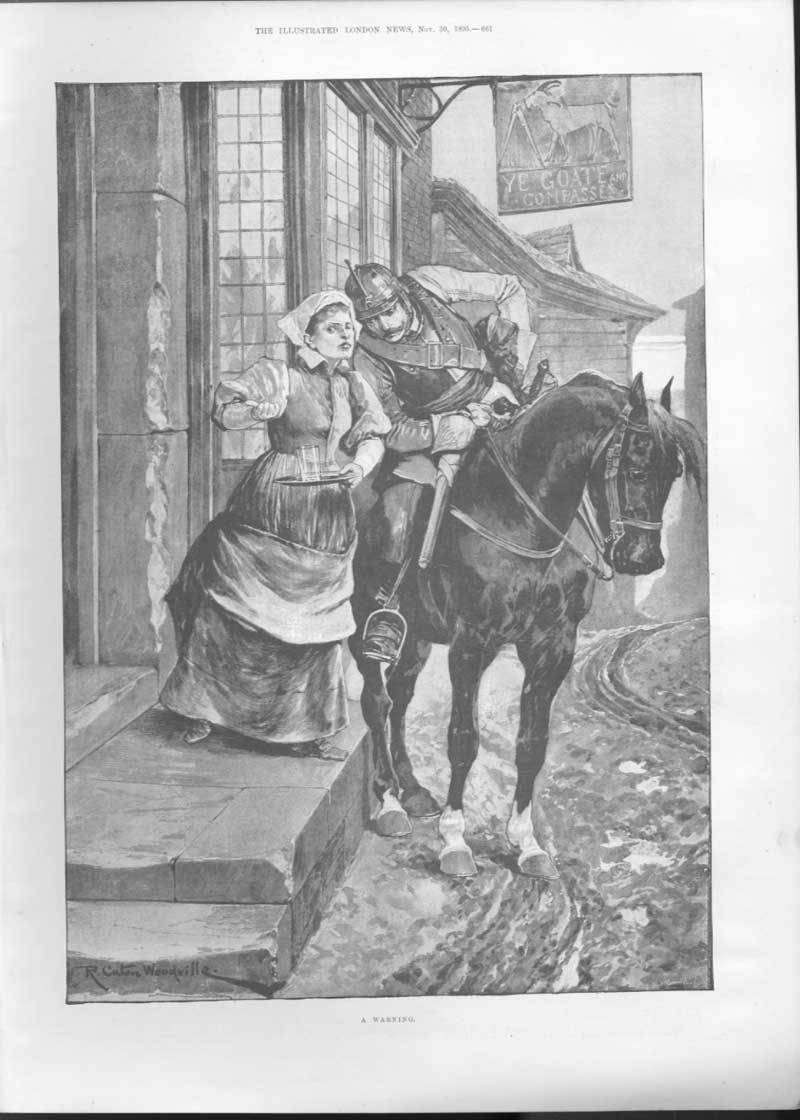 Original Old Antique Print A Warning Outside The Inn Fine Art 1895 Victorian