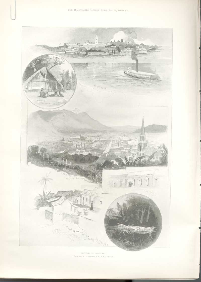 Original Old Antique Print Sketches In Venezuela 1895 19th Century