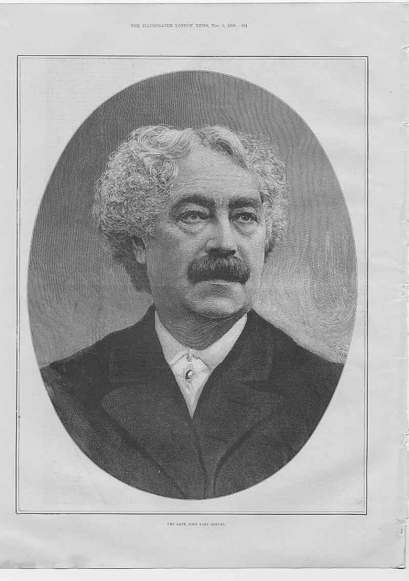 Original Old Antique Print John Simms Reeves Portrait 1900 20th