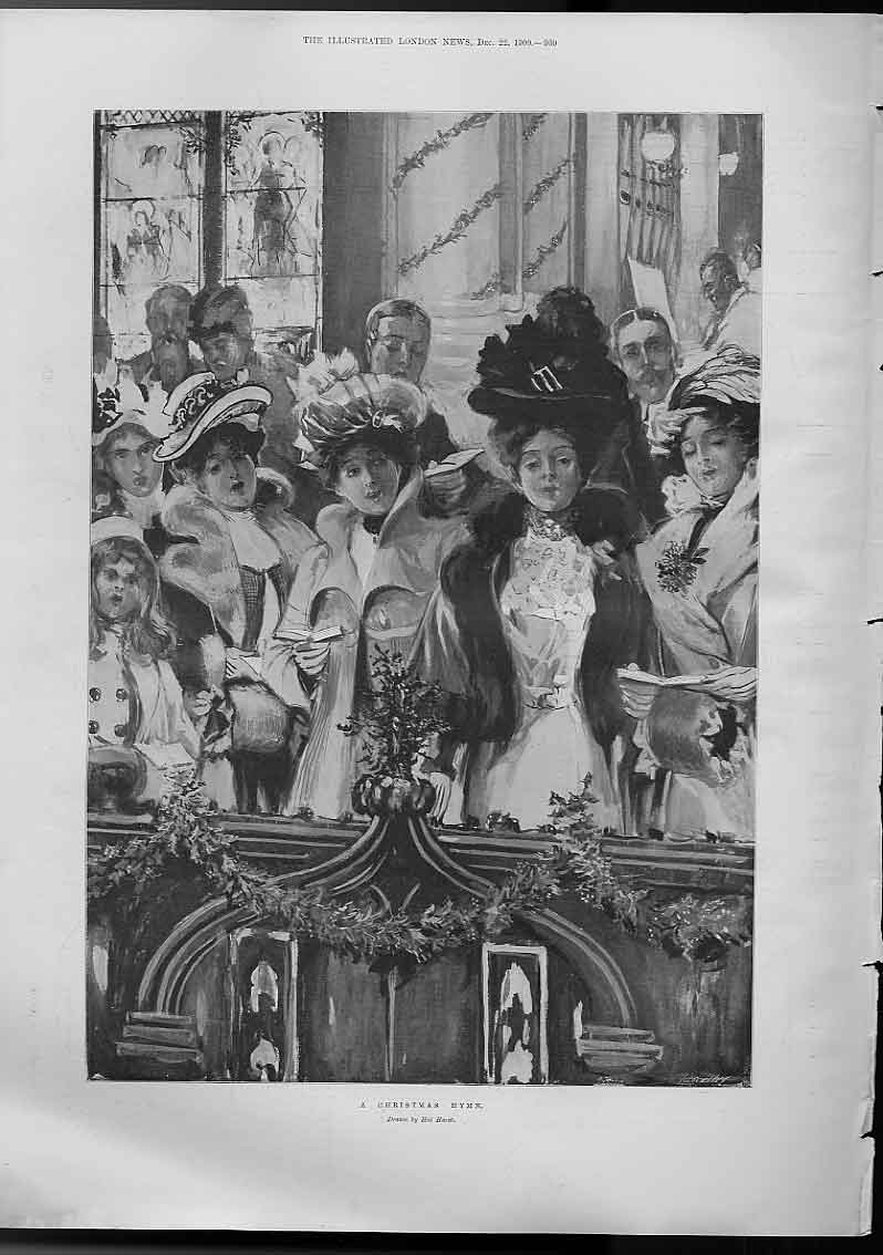 Original Old Antique Print Christian Hymn By Hal Hurd Fine Art 1900Victorian