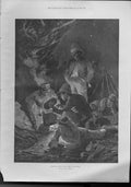 Original Old Antique Print Christmas Under Arms 1900 Siers 20th