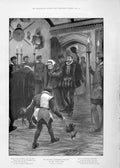 Original Old Antique Print Christmas Welcome In Dark Ages 1902 20th Century