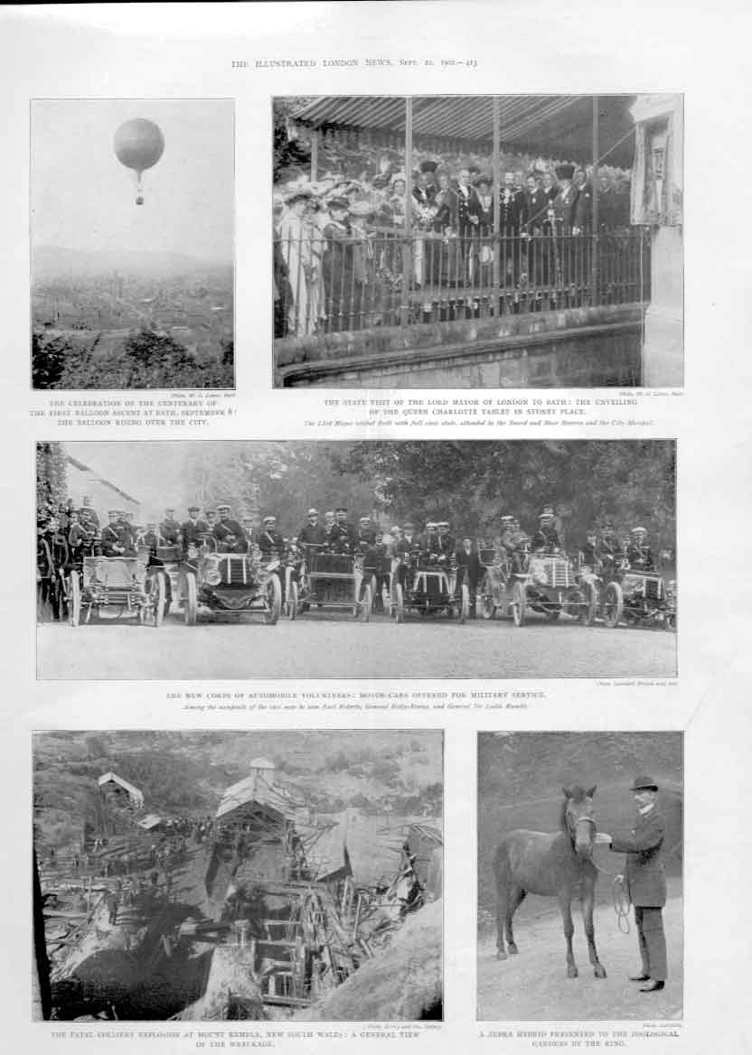 Old Antique Print Automobile Volunteer Corps Military Service 1902 Car 20th