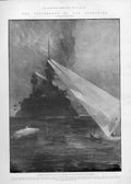 Old Antique Print French Battleship Mistakes Bottles For Submarine Ship