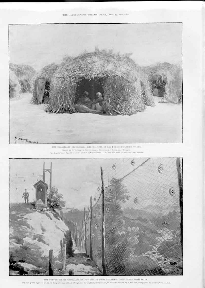 Original Old Antique Print Prevention Smuggling Italy Swiss Borders 1902 20th