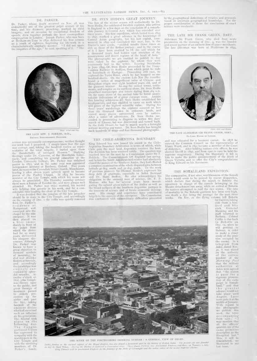Original Old Antique Print General View Delhi India 1902 20th Century