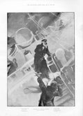 Original Old Antique Print Skippers Christmas Dinner 1902 Ships 20th Century