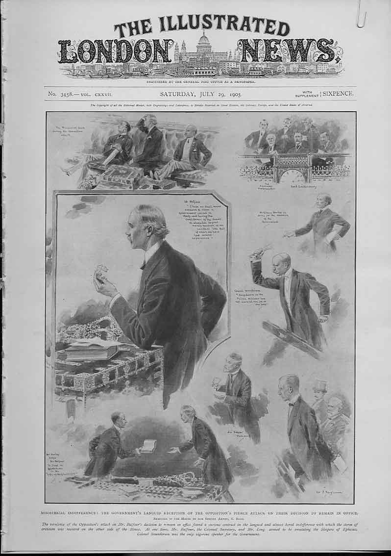 Original Old Antique Print Ministerial Indifference 1905 House Commo 20th