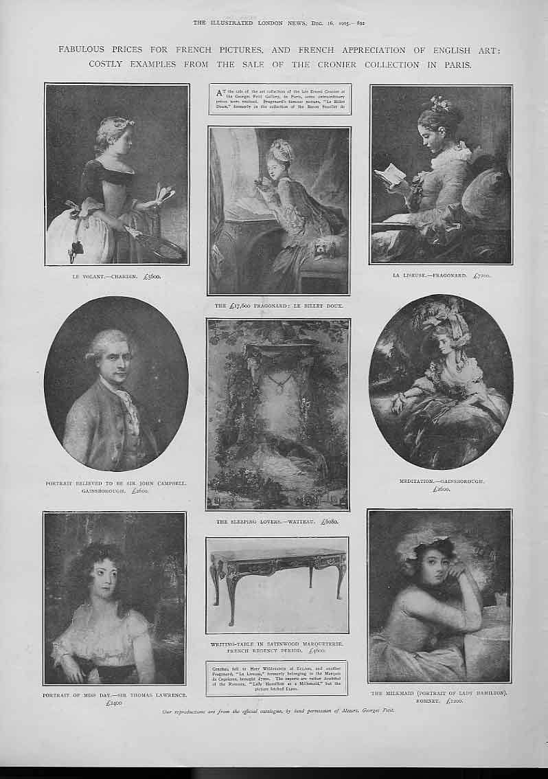 Original Old Antique Print Fabulous Prices For French Pictures 1905 Sale Paris