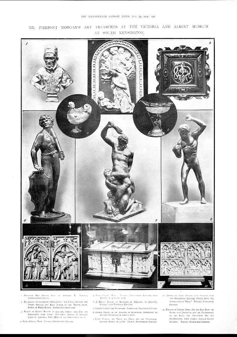 Original Old Antique Print Pierpont Morgans Art Treasures At V & A 1905 20th