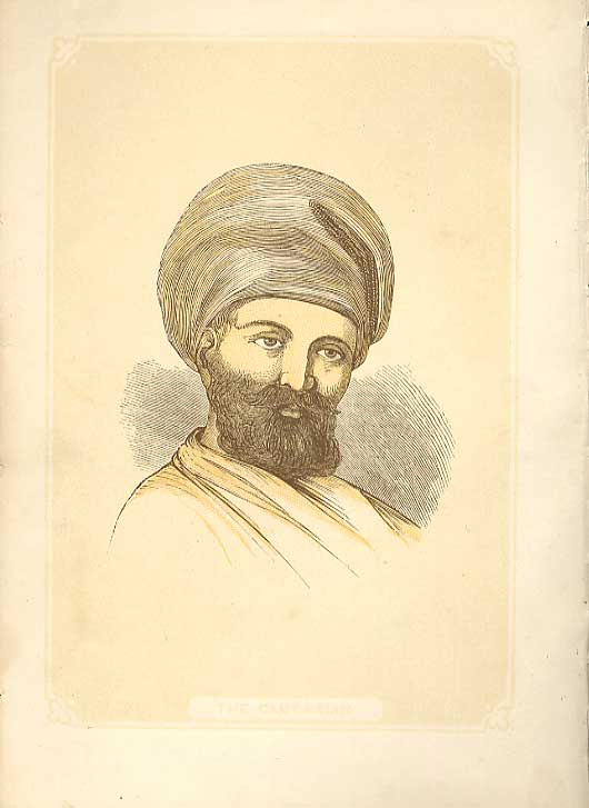 Original Old Antique Print The Caucasian 1860 Coloured Engraving Sepia Style Man