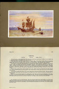 Original Old Antique Print King'S Ships The Caraval 230 Tons 128 Feet S